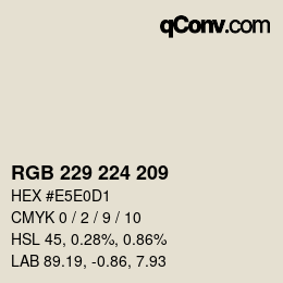 Color code: RGB 229 224 209 | qconv.com