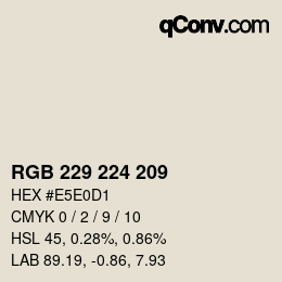 颜色代码: RGB 229 224 209 | qconv.com