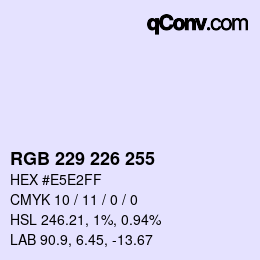 Color code: RGB 229 226 255 | qconv.com