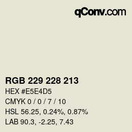 Código de color: RGB 229 228 213 | qconv.com