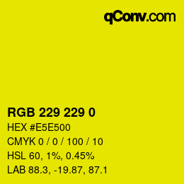 Color code: RGB 229 229 0 | qconv.com