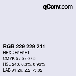 Color code: RGB 229 229 241 | qconv.com
