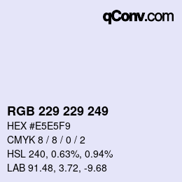 Color code: RGB 229 229 249 | qconv.com