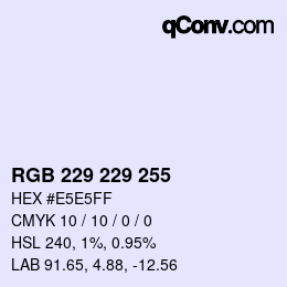 Color code: RGB 229 229 255 | qconv.com