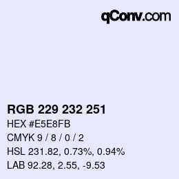 Color code: RGB 229 232 251 | qconv.com