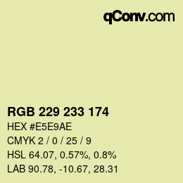 Código de color: RGB 229 233 174 | qconv.com