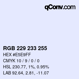 Color code: RGB 229 233 255 | qconv.com