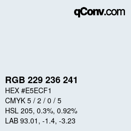Color code: RGB 229 236 241 | qconv.com