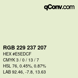 Color code: RGB 229 237 207 | qconv.com