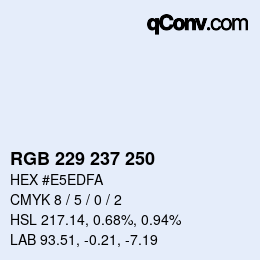 Color code: RGB 229 237 250 | qconv.com