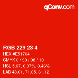 Color code: RGB 229 23 4 | qconv.com