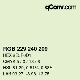 Código de color: RGB 229 240 209 | qconv.com