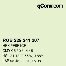 Color code: RGB 229 241 207 | qconv.com