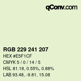 颜色代码: RGB 229 241 207 | qconv.com