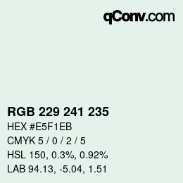 Color code: RGB 229 241 235 | qconv.com