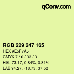 颜色代码: RGB 229 247 165 | qconv.com