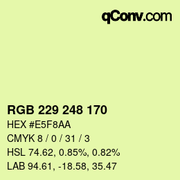 Color code: RGB 229 248 170 | qconv.com