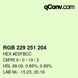 颜色代码: RGB 229 251 204 | qconv.com