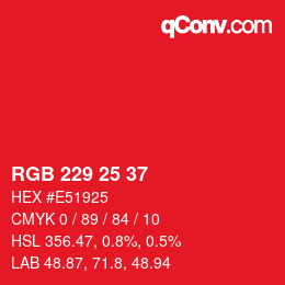 Color code: RGB 229 25 37 | qconv.com