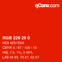 颜色代码: RGB 229 29 0 | qconv.com