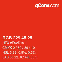 Color code: RGB 229 45 25 | qconv.com