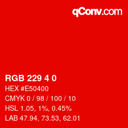 Color code: RGB 229 4 0 | qconv.com