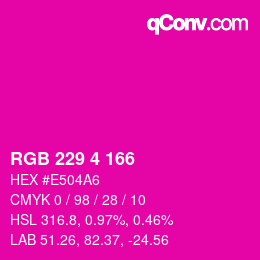カラーコード: RGB 229 4 166 | qconv.com