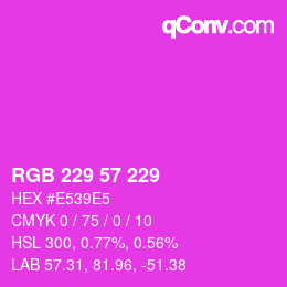 颜色代码: RGB 229 57 229 | qconv.com
