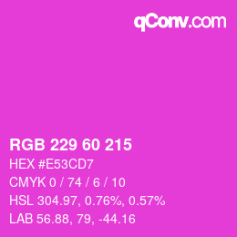 カラーコード: RGB 229 60 215 | qconv.com