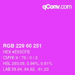 颜色代码: RGB 229 60 251 | qconv.com