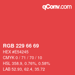 Farbcode: RGB 229 66 69 | qconv.com
