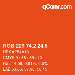 カラーコード: RGB 229 74.2 24.6 | qconv.com