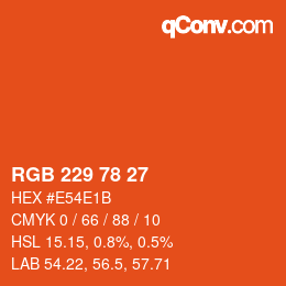 カラーコード: RGB 229 78 27 | qconv.com