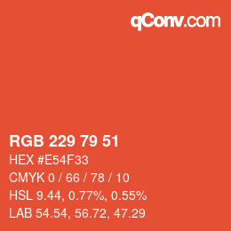 Color code: RGB 229 79 51 | qconv.com