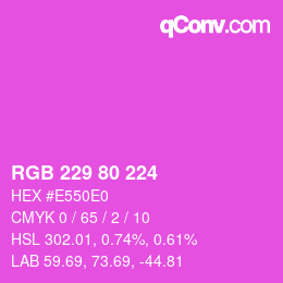 Código de color: RGB 229 80 224 | qconv.com