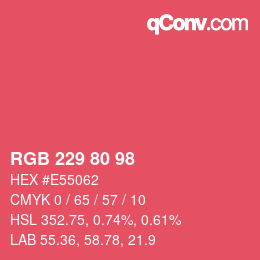 Color code: RGB 229 80 98 | qconv.com