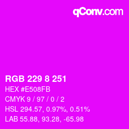 Color code: RGB 229 8 251 | qconv.com