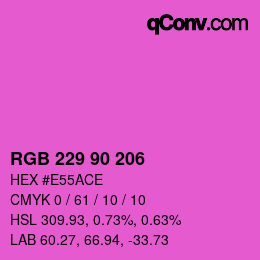 颜色代码: RGB 229 90 206 | qconv.com