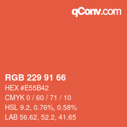 Color code: RGB 229 91 66 | qconv.com