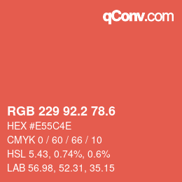 カラーコード: RGB 229 92.2 78.6 | qconv.com