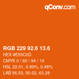 カラーコード: RGB 229 92.6 13.6 | qconv.com