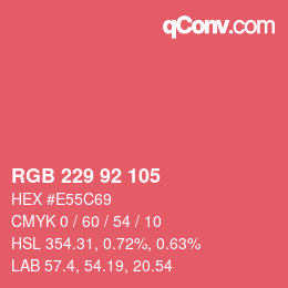 Color code: RGB 229 92 105 | qconv.com
