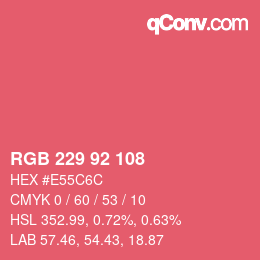 Color code: RGB 229 92 108 | qconv.com