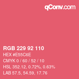 Color code: RGB 229 92 110 | qconv.com