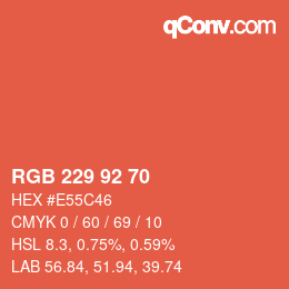 カラーコード: RGB 229 92 70 | qconv.com