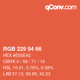 Color code: RGB 229 94 66 | qconv.com