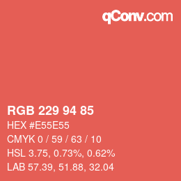 Color code: RGB 229 94 85 | qconv.com