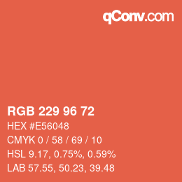 颜色代码: RGB 229 96 72 | qconv.com