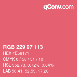 Color code: RGB 229 97 113 | qconv.com