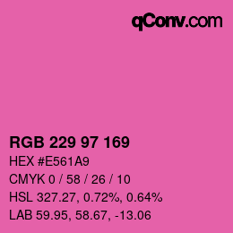 Color code: RGB 229 97 169 | qconv.com